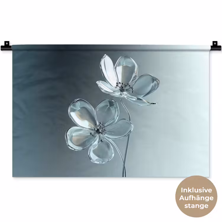 Kristal - Bloemen - Grijs Wandkleed katoen klein -t3d_DE