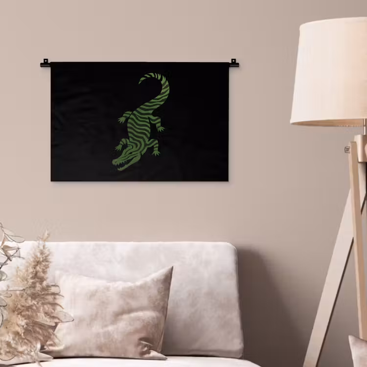 Krokodil - Groen - Tijgerachtig - Strepen Wandkleed katoen klein -sfeer4