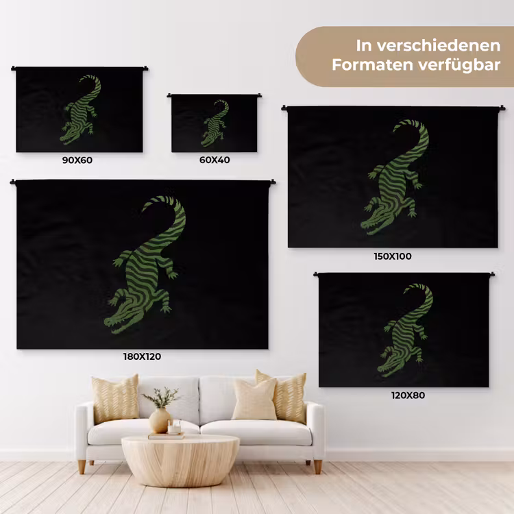 Krokodil - Groen - Tijgerachtig - Strepen Wandkleed katoen klein -tsfeer8_DE