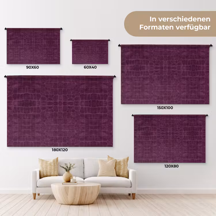Krokodil - Leer - Aubergine - Paars Wandkleed katoen klein 269 -tsfeer8_DE