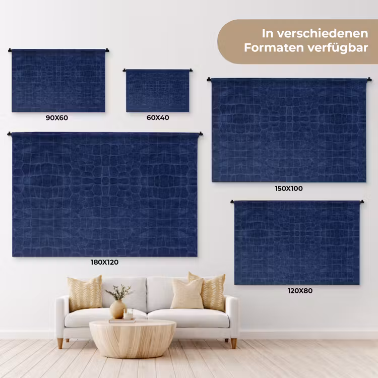 Krokodil - Leer - Blauw Wandkleed katoen klein 269 -tsfeer8_DE