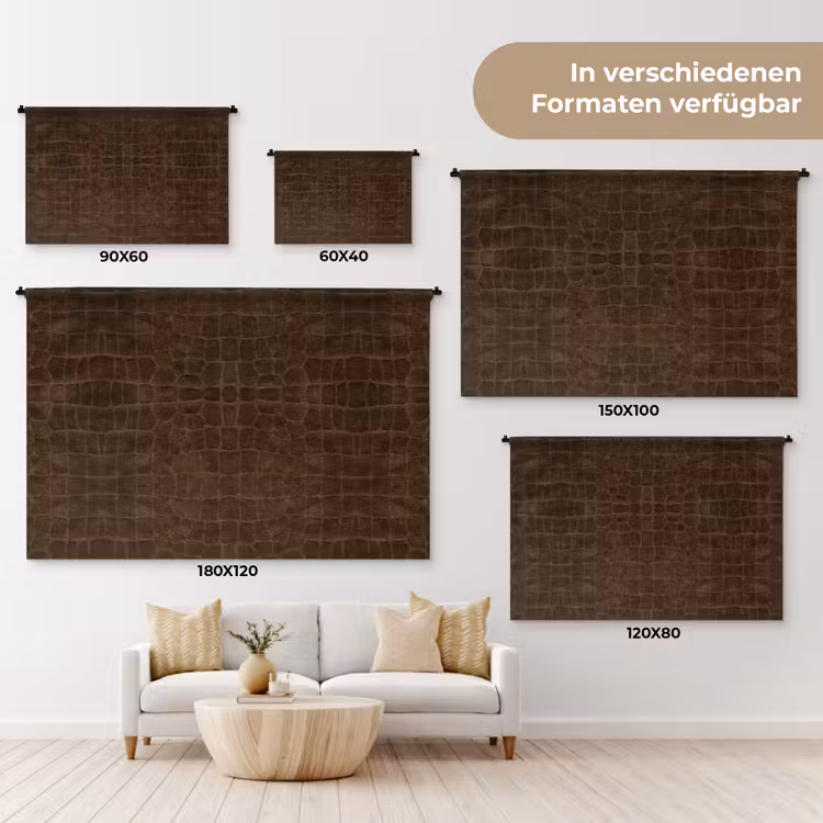 Krokodil - Leer - Donkerbruin Wandkleed katoen klein 269 -tsfeer8_DE
