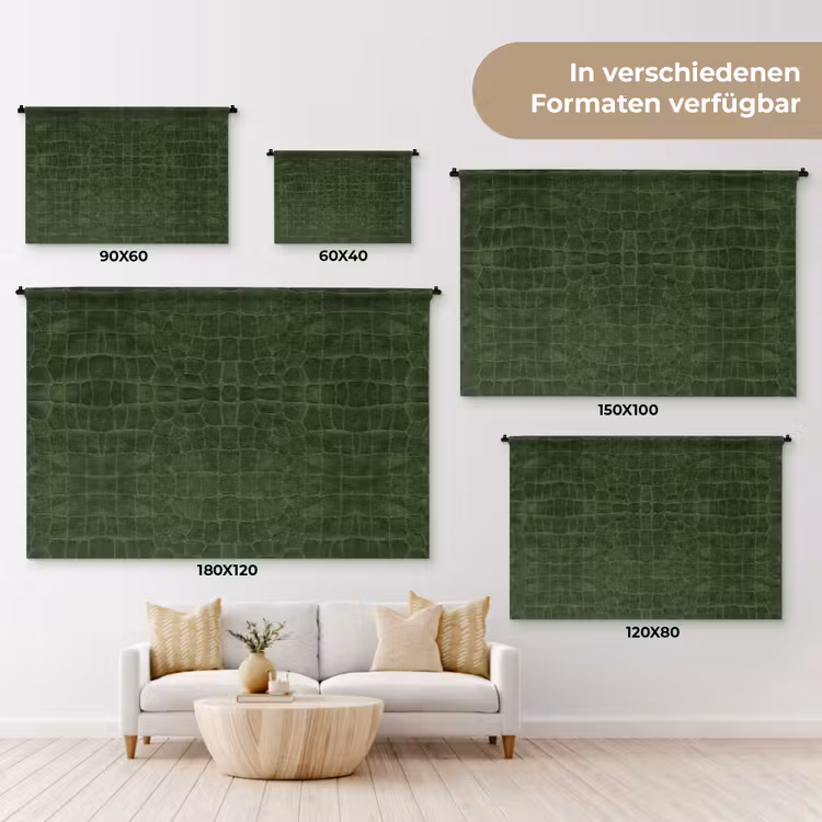 Krokodil - Leer - Groen Wandkleed katoen klein 269 -tsfeer8_DE