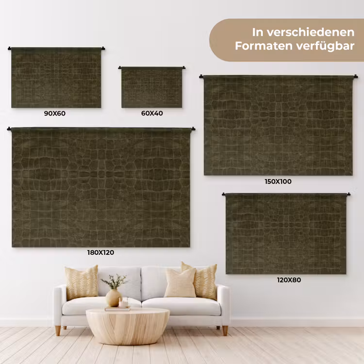 Krokodil - Leer - Groen - Bruin Wandkleed katoen klein 269 -tsfeer8_DE
