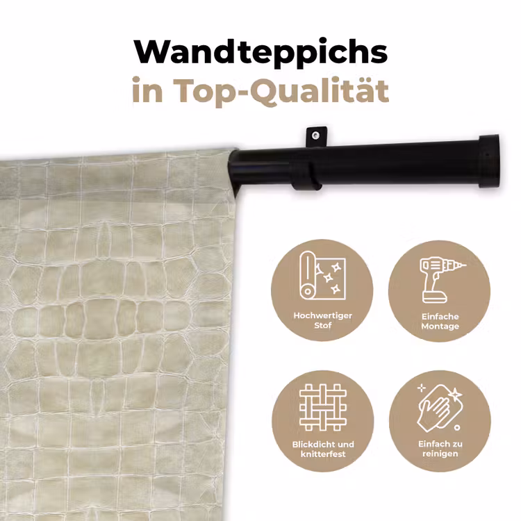 Krokodil - Leer - Zand - Beige Wandkleed katoen klein 269 -tsfeer2_DE