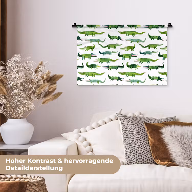 krokodillen - Speels - Groen Wandkleed katoen klein 269 -tsfeer1_DE