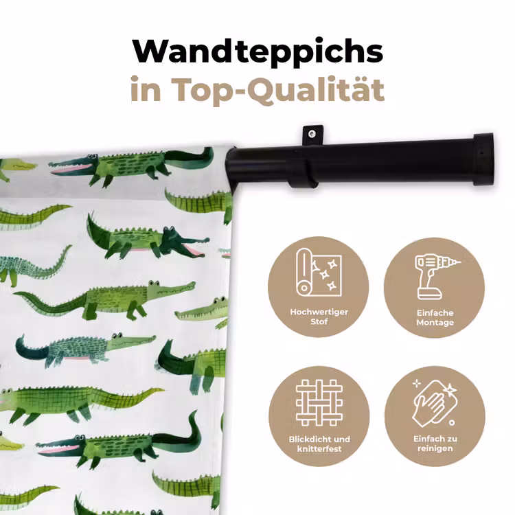 krokodillen - Speels - Groen Wandkleed katoen klein 269 -tsfeer2_DE
