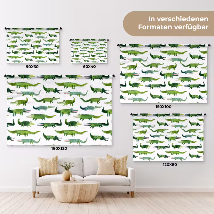 krokodillen - Speels - Groen Wandkleed katoen klein 269 -tsfeer8_DE