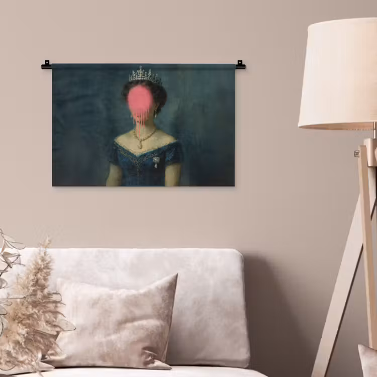 Kroon - Roze druipend verf - Portret Wandkleed katoen klein -sfeer4