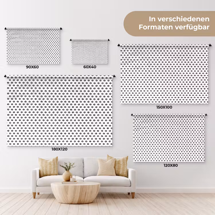 Rondjes - Zwart - Stippen Wandkleed katoen klein 269 -tsfeer8_DE