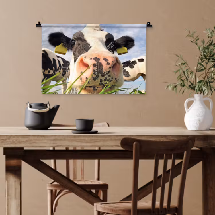 Koe - Boerderij - Gras - Dieren Wandkleed katoen klein -sfeer6