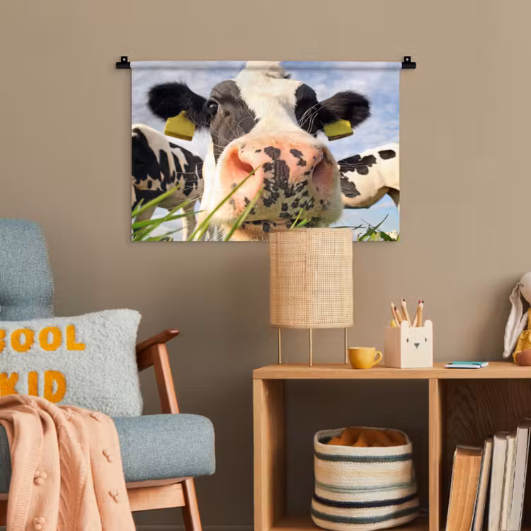 Koe - Boerderij - Gras - Dieren Wandkleed katoen klein -wsfeer4_kind