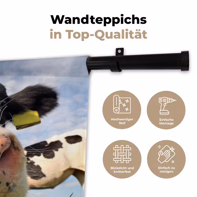 Koe - Boerderij - Gras - Dieren Wandkleed katoen klein -tsfeer2_DE