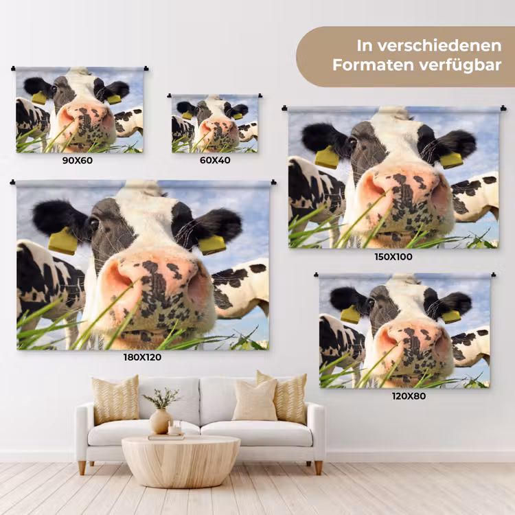 Koe - Boerderij - Gras - Dieren Wandkleed katoen klein -tsfeer8_DE