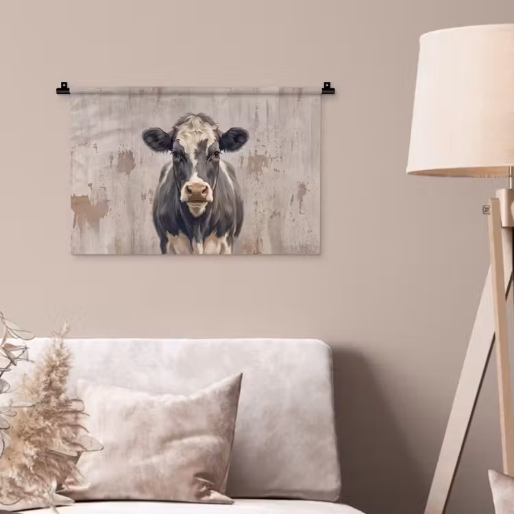 Koe - Portret - Dieren - Modern Wandkleed katoen klein -sfeer4