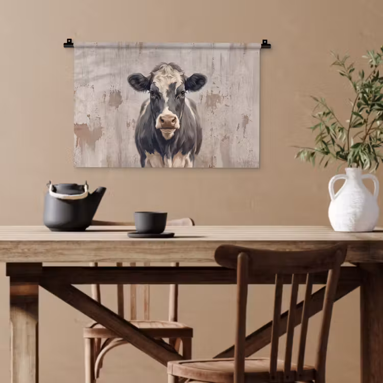 Koe - Portret - Dieren - Modern Wandkleed katoen klein -sfeer6