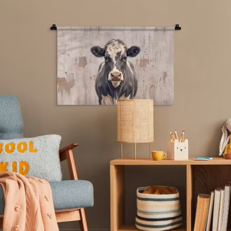 Koe - Portret - Dieren - Modern Wandkleed katoen klein -wsfeer4_kind