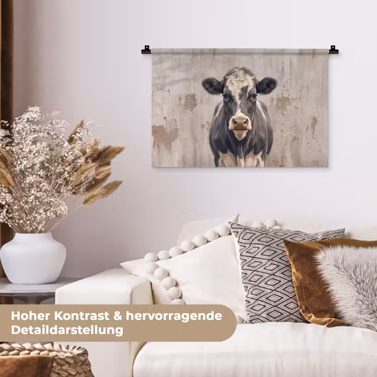 Koe - Portret - Dieren - Modern Wandkleed katoen klein -tsfeer1_DE
