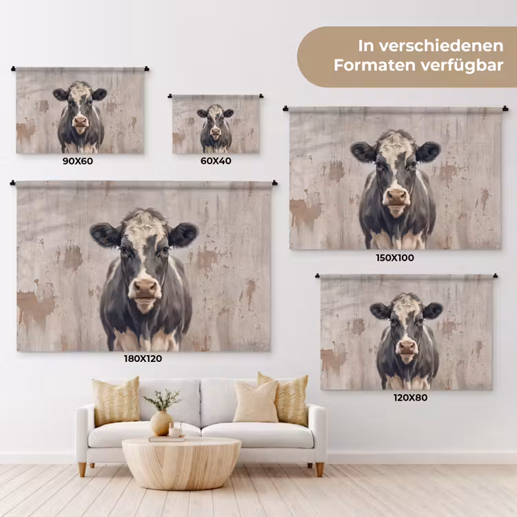 Koe - Portret - Dieren - Modern Wandkleed katoen klein -tsfeer8_DE