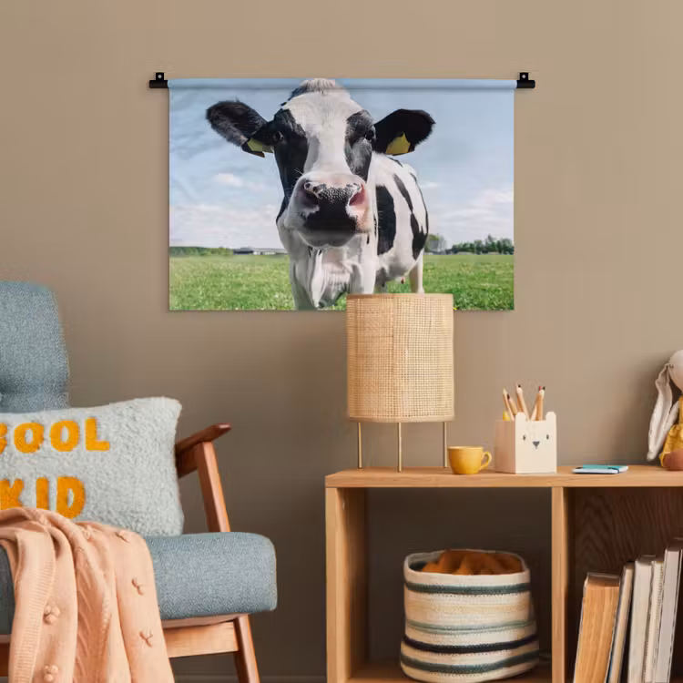 Koe - Weiland - Natuur - Dieren - Gras Wandkleed katoen klein -wsfeer4_kind