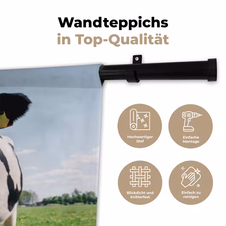 Koe - Weiland - Natuur - Dieren - Gras Wandkleed katoen klein -tsfeer2_DE