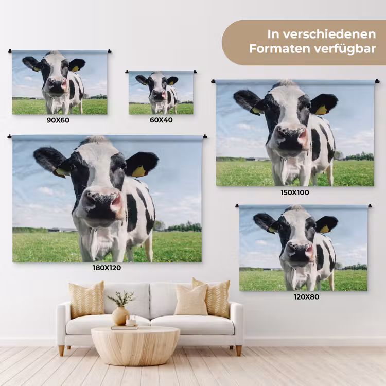 Koe - Weiland - Natuur - Dieren - Gras Wandkleed katoen klein -tsfeer8_DE