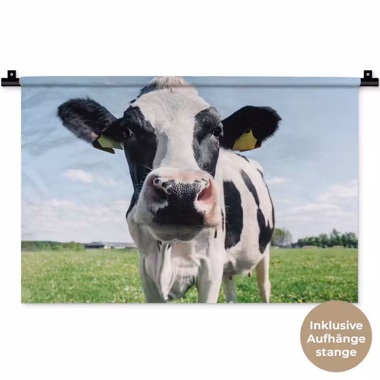 Koe - Weiland - Natuur - Dieren - Gras Wandkleed katoen klein -t3d_DE