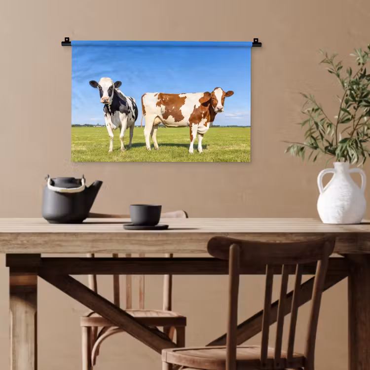 Koeien - Boerderij - Gras- Natuur - Dieren Wandkleed katoen klein -sfeer6