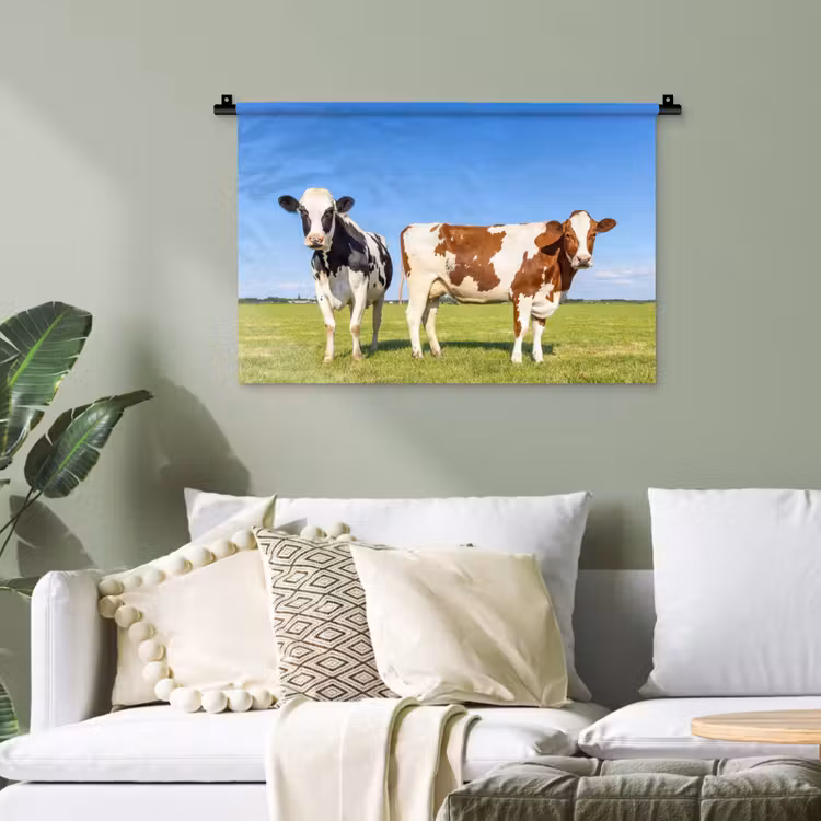 Koeien - Boerderij - Gras- Natuur - Dieren Wandkleed katoen klein -sfeer7