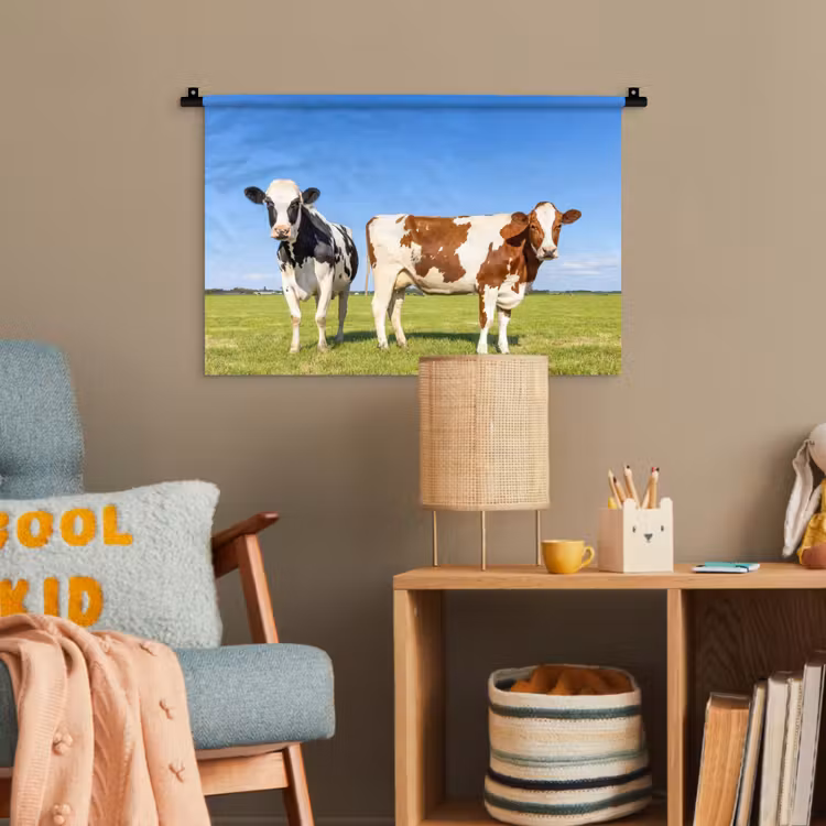 Koeien - Boerderij - Gras- Natuur - Dieren Wandkleed katoen klein -wsfeer4_kind