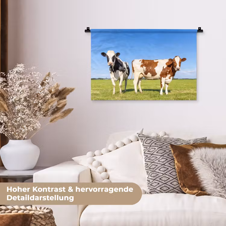 Koeien - Boerderij - Gras- Natuur - Dieren Wandkleed katoen klein -tsfeer1_DE