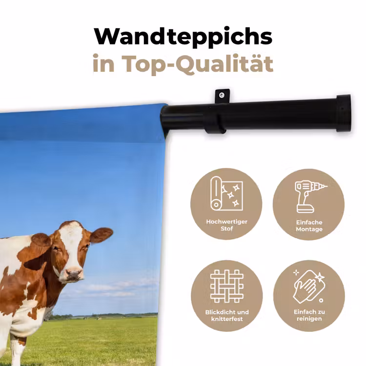 Koeien - Boerderij - Gras- Natuur - Dieren Wandkleed katoen klein -tsfeer2_DE