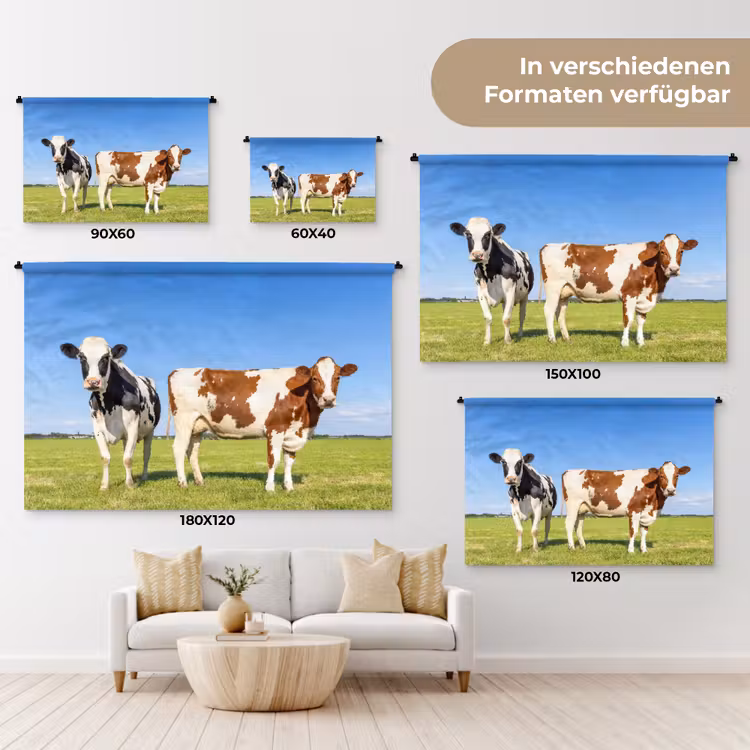 Koeien - Boerderij - Gras- Natuur - Dieren Wandkleed katoen klein -tsfeer8_DE