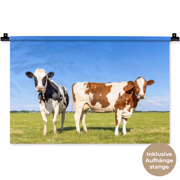 Koeien - Boerderij - Gras- Natuur - Dieren Wandkleed katoen klein -t3d_DE