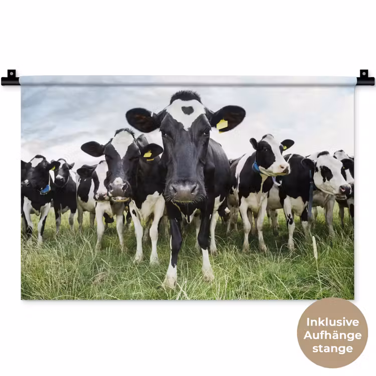 Koeien - Gras - Lente - Dieren - Weiland - Boerderij Wandkleed katoen klein -t3d_DE