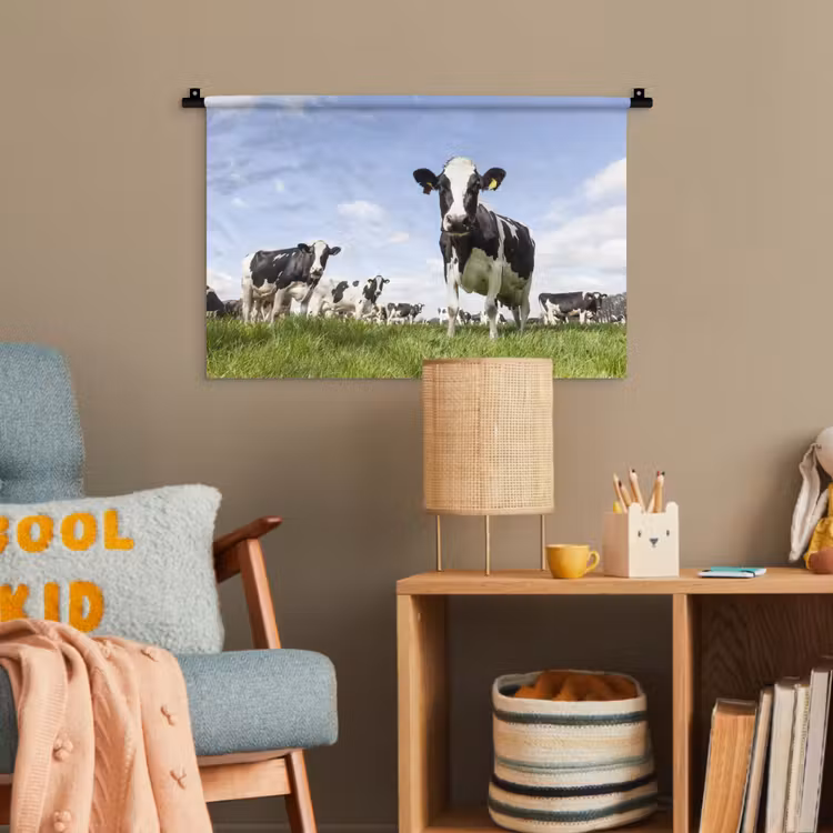 Koeien - Gras - Dieren - Zon - Boerderij Wandkleed katoen klein -wsfeer4_kind