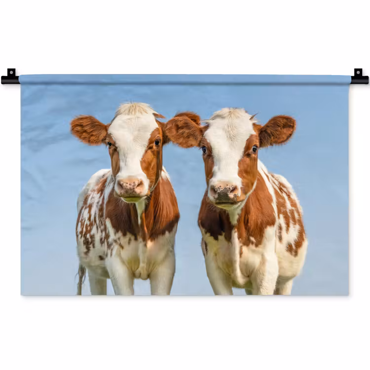 Koeien - Lucht - Dieren - Boerderij - Portret Wandkleed katoen klein -zz3d
