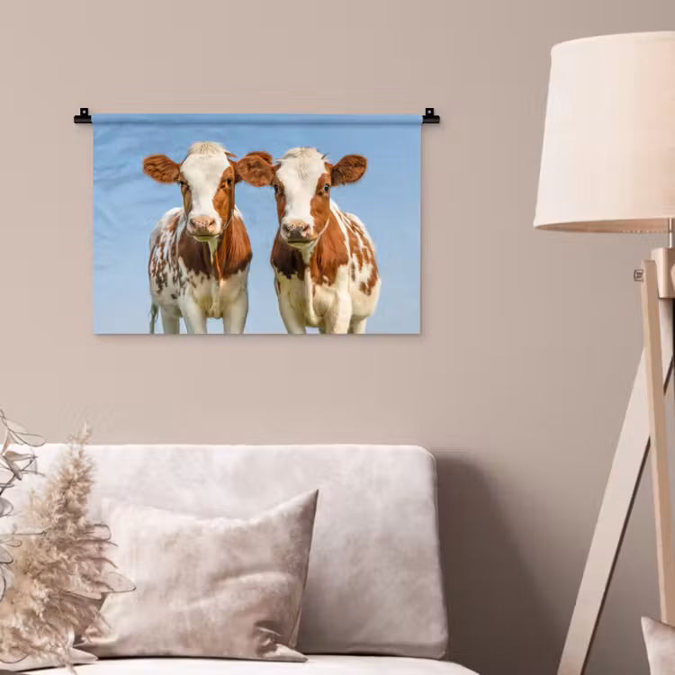 Koeien - Lucht - Dieren - Boerderij - Portret Wandkleed katoen klein -sfeer4