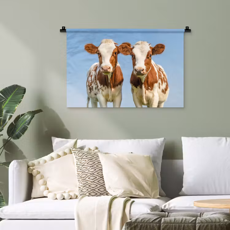 Koeien - Lucht - Dieren - Boerderij - Portret Wandkleed katoen klein -sfeer7
