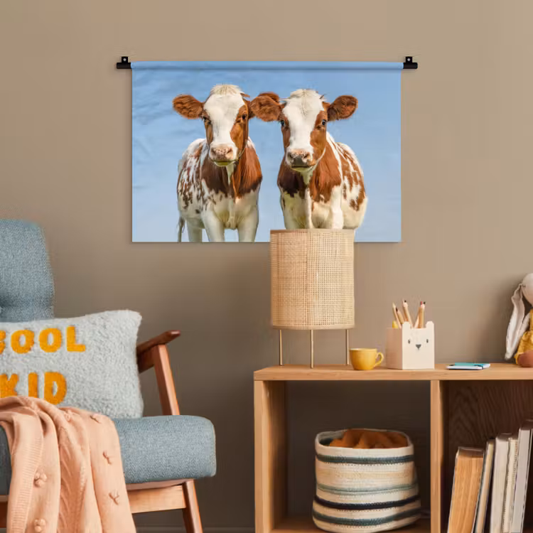 Koeien - Lucht - Dieren - Boerderij - Portret Wandkleed katoen klein -wsfeer4_kind