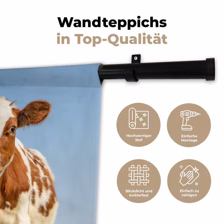 Koeien - Lucht - Dieren - Boerderij - Portret Wandkleed katoen klein -tsfeer2_DE