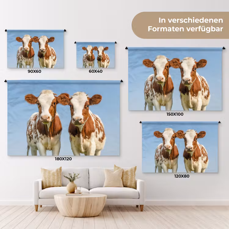 Koeien - Lucht - Dieren - Boerderij - Portret Wandkleed katoen klein -tsfeer8_DE