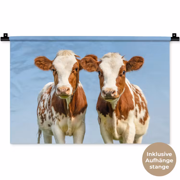 Koeien - Lucht - Dieren - Boerderij - Portret Wandkleed katoen klein -t3d_DE