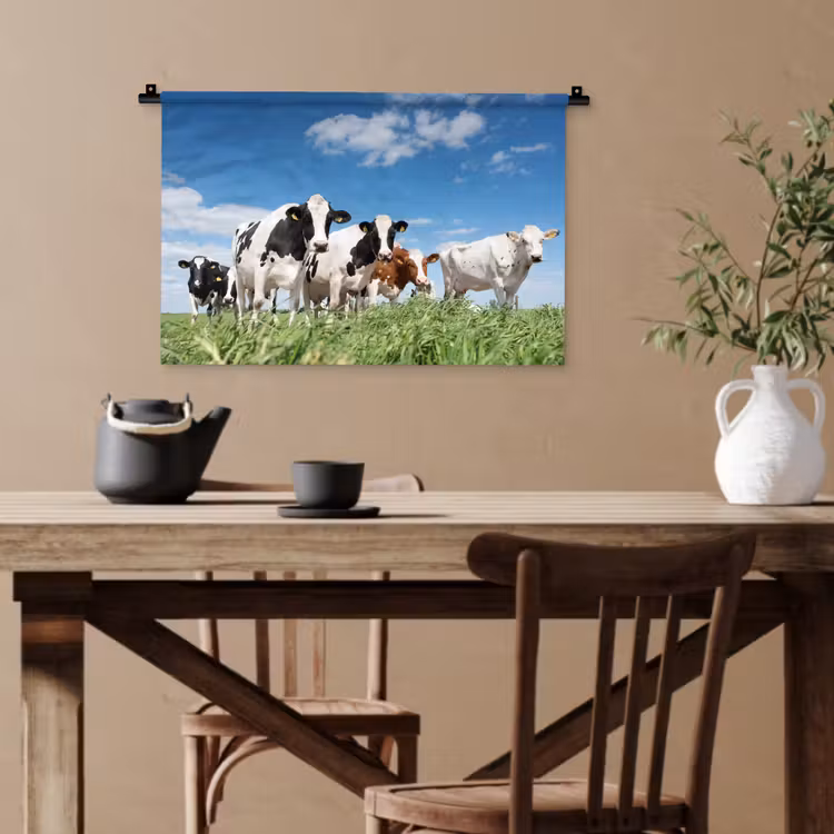 Koeien - Platteland - Weiland - Natuur - Dieren Wandkleed katoen klein -sfeer6