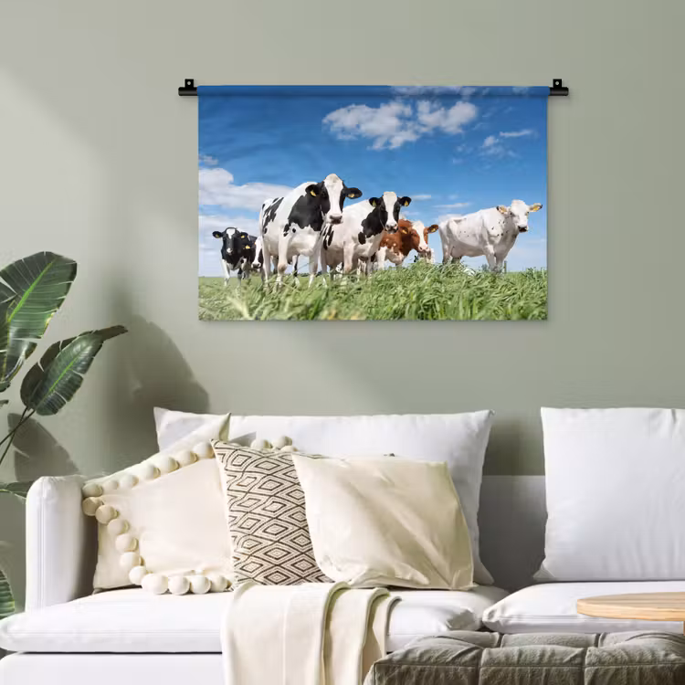 Koeien - Platteland - Weiland - Natuur - Dieren Wandkleed katoen klein -sfeer7