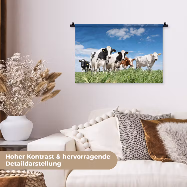 Koeien - Platteland - Weiland - Natuur - Dieren Wandkleed katoen klein -tsfeer1_DE