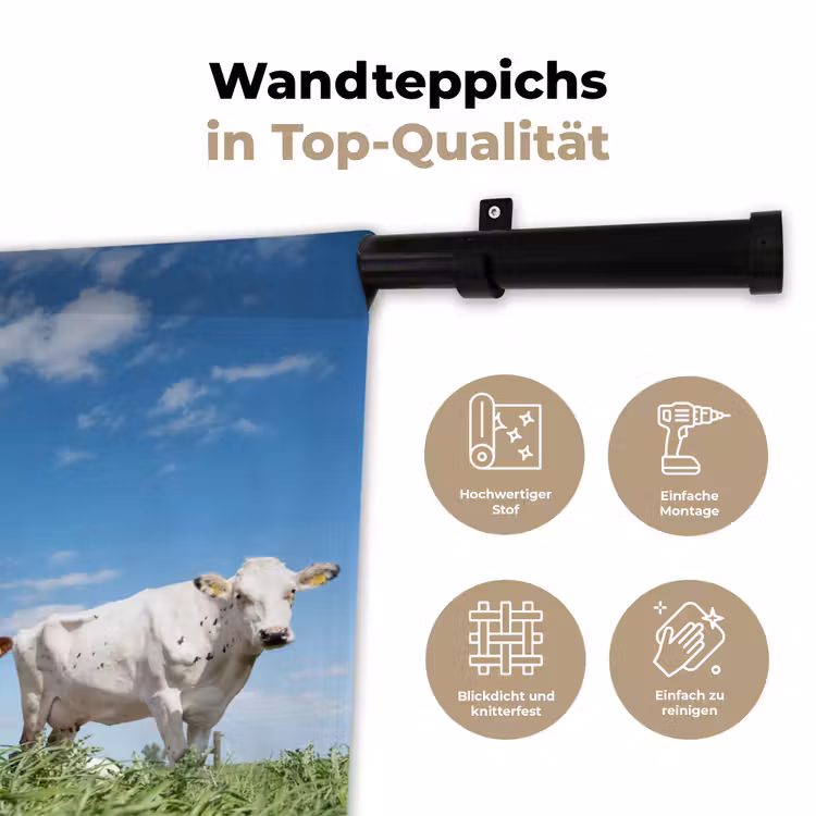 Koeien - Platteland - Weiland - Natuur - Dieren Wandkleed katoen klein -tsfeer2_DE
