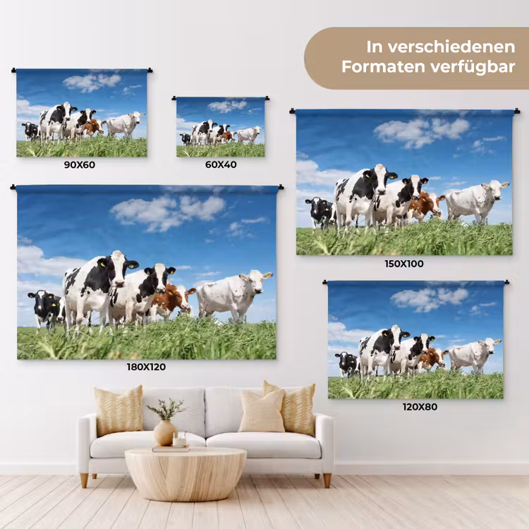 Koeien - Platteland - Weiland - Natuur - Dieren Wandkleed katoen klein -tsfeer8_DE