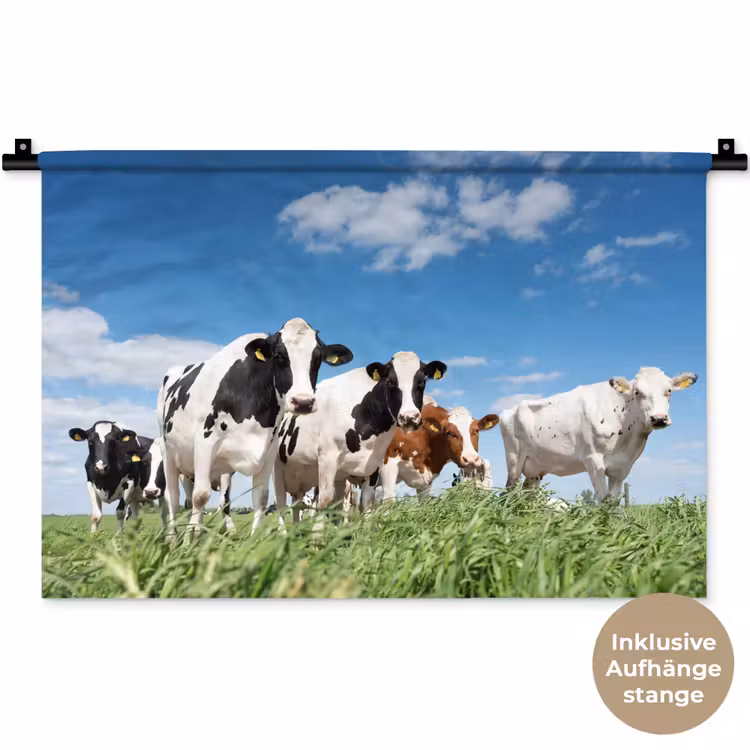 Koeien - Platteland - Weiland - Natuur - Dieren Wandkleed katoen klein -t3d_DE