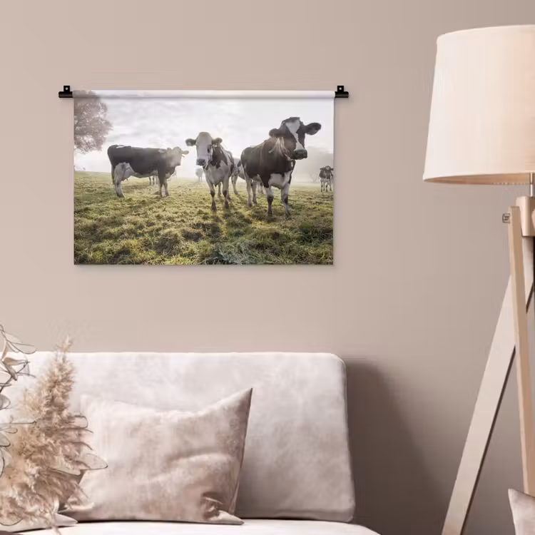 Koeien - Licht - Gras - Dieren Wandkleed katoen klein -sfeer4